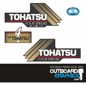 Tohatsu 4hp 4 stroke (2006) outboard engine decals/sticker kit + FREE SQUEEGEE