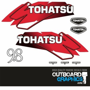 Tohatsu 9.8hp 2 stroke (2006) outboard engine decals/sticker kit + FREE SQUEEGEE