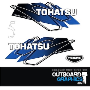 Tohatsu 5hp 4 stroke outboard engine decals/sticker kit + FREE SQUEEGEE