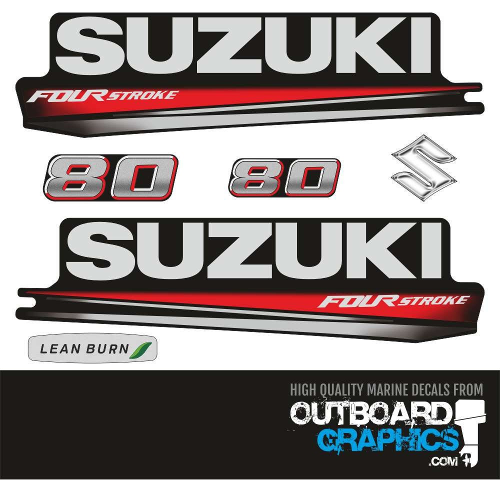 Suzuki DF80 80hp four stroke outboard engine decals/sticker kit (2018) + FREE SQUEEGEE