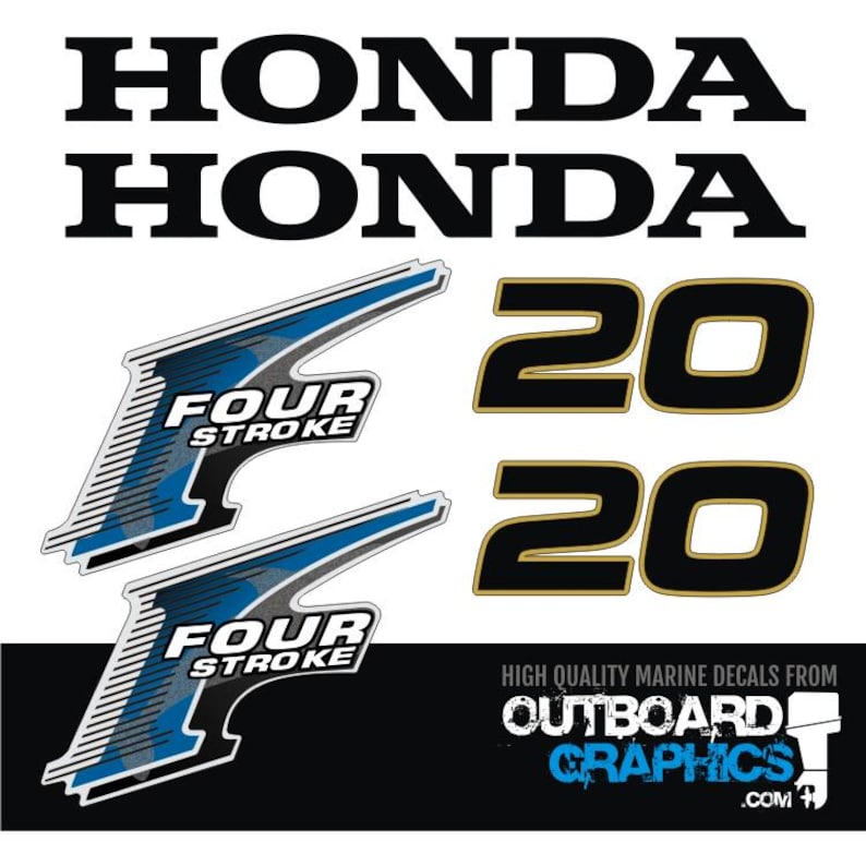 Honda BF20 20hp 4 Stroke Outboard Engine Decals/sticker Kit - Tariff ...