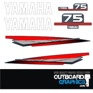 Yamaha 75hp two stroke outboard engine decals/sticker kit + FREE SQUEEGEE - All US orders shipped Duty Paid - No extra duty to pay.