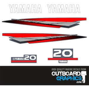 Yamaha 20hp two stroke outboard engine decals/sticker kit + FREE SQUEEGEE - All US orders shipped Duty Paid - No extra duty to pay.