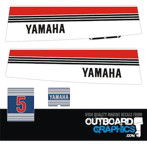 Yamaha 5hp 2 stroke outboard engine decals/sticker kit (early 80&#39;s) + FREE SQUEEGEE