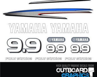 Yamaha 9.9hp four stroke outboard engine decals/sticker kit + FREE SQUEEGEE