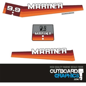 Mariner 9.9hp rainbow outboard engine decals/sticker kit + FREE SQUEEGEE