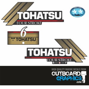 Tohatsu 6hp 4 stroke (2006) outboard engine decals/sticker kit + FREE SQUEEGEE