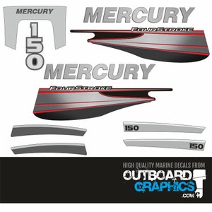 Kit adesivi/decalcomanie per fuoribordo Mercury 150hp a quattro tempi (2016) + TERGIPAVIMENTO GRATUITO - Tutti gli ordini negli Stati Uniti vengono spediti sdoganati - Nessun dazio aggiuntivo da pagare.