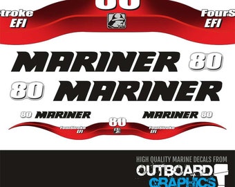 Kit de calcomanías y pegatinas para motor fueraborda Mariner EFI de 4 tiempos y 80 hp