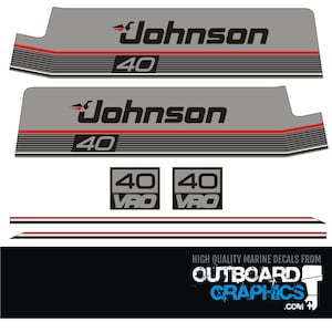 Kit d&#39;autocollants/décalcomanies pour moteur hors-bord Johnson 40 ch VRO + RACLETTE GRATUITE