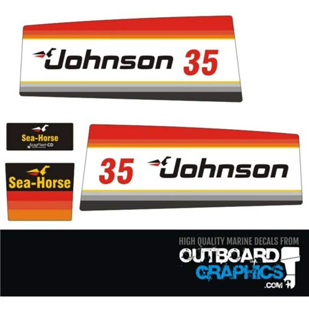 Johnson 35hp Seahorse Outboard Engine Decals/sticker Kit - All US ...