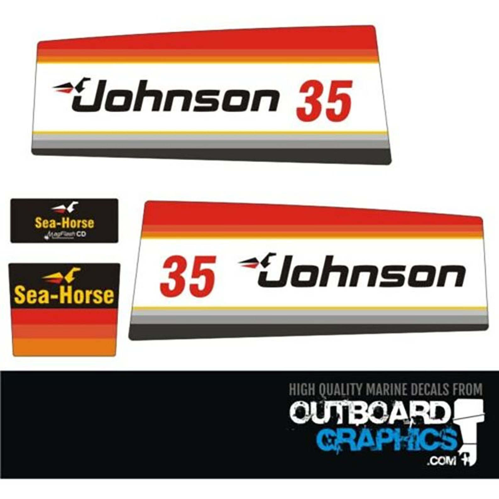 Johnson 35hp Seahorse Outboard Engine Decals/sticker Kit Etsy