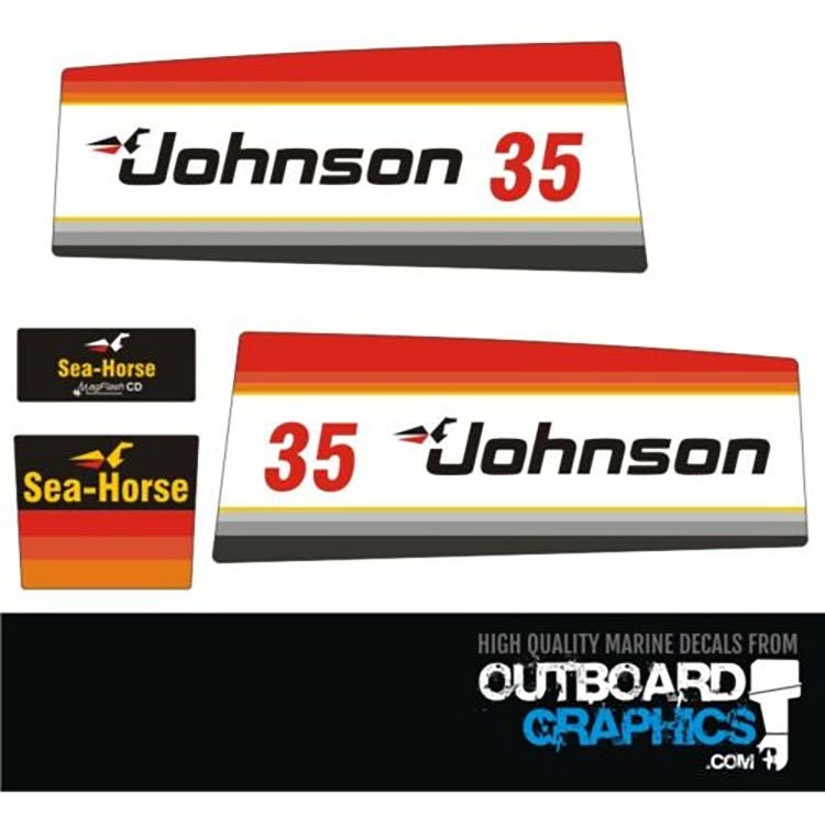Johnson 35hp Seahorse Outboard Engine Decals/sticker Kit Etsy
