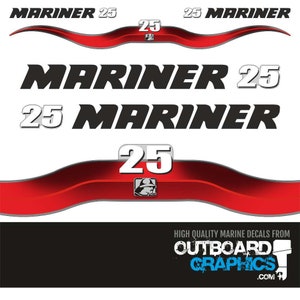 Mariner 25hp 2 stroke (2003) outboard sticker/decal kit + FREE SQUEEGEE