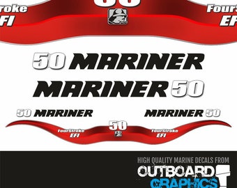 Kit de calcomanías/pegatinas para motor fueraborda Mariner EFI de 4 tiempos y 50 hp