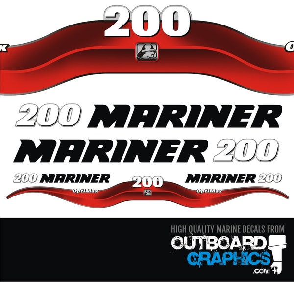 Mariner 200hp Optimax outboard decals/sticker kit