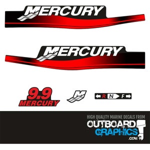 Mercury 9.9hp 2 stroke outboard decals/sticker kit (2003) + FREE SQUEEGEE