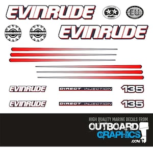 Evinrude 135hp DI outboard engine decals/sticker kit (blue cowl)+ FREE SQUEEGEE
