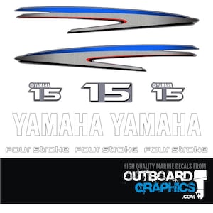 Yamaha 15hp four stroke outboard engine decals/sticker kit + FREE SQUEEGEE
