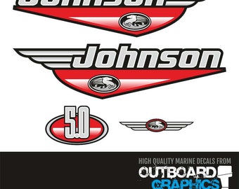 Johnson 5hp two stroke outboard engine decals/sticker kit   - All US orders shipped Duty Paid - No extra duty to pay.