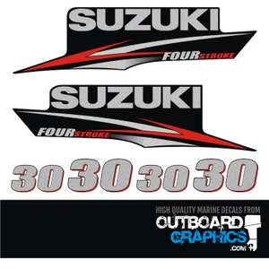 Suzuki DF30 30hp four stroke outboard engine decals/sticker kit - post 2010 + FREE SQUEEGEE