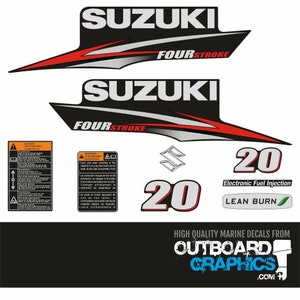 Suzuki DF20 20hp four stroke outboard engine decals/sticker kit (post 2010) + FREE SQUEEGEE