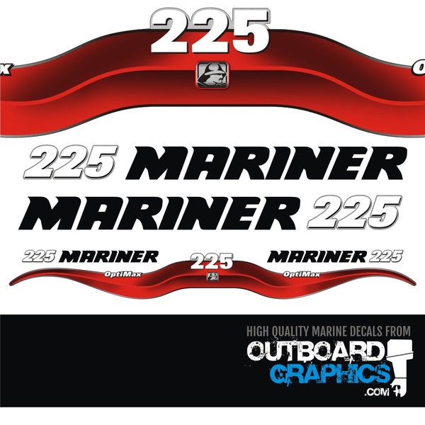 Mariner 225hp Optimax outboard decals/sticker kit