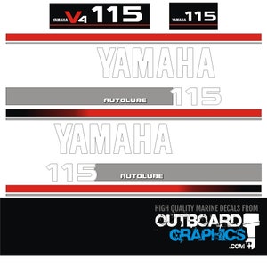 Yamaha 115hp V4 two stroke outboard engine decals/sticker kit + FREE SQUEEGEE - All US orders shipped Duty Paid - No extra duty to pay.
