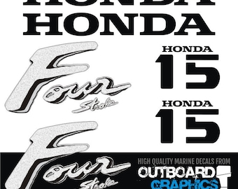 Honda 15hp 4 stroke outboard engine decals/sticker kit - Tariff free to USA