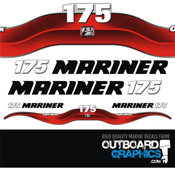 Mariner 175hp Optimax outboard decals/sticker kit