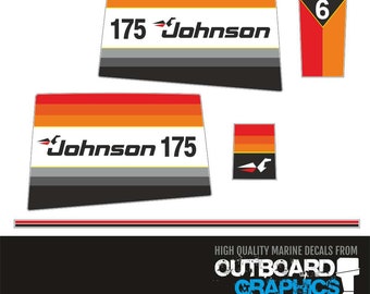 Johnson 175hp 2 stroke outboard engine decals/sticker kit (1977)