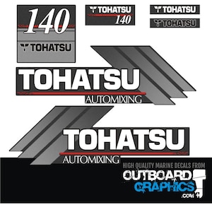 Tohatsu 140hp automixing outboard engine decals/sticker kit + FREE SQUEEGEE