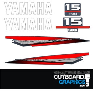 Yamaha 15hp two stroke outboard engine decals/sticker kit + FREE SQUEEGEE