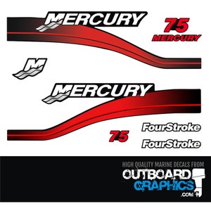 Kit adesivi/decalcomanie per fuoribordo Mercury a quattro tempi da 75 CV + TERGIPAVIMENTO GRATUITO - Tutti gli ordini negli Stati Uniti vengono spediti sdoganati - Nessun dazio aggiuntivo da pagare.