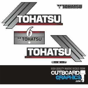Tohatsu 6hp 2 stroke (2003) outboard engine decals/sticker kit + FREE SQUEEGEE