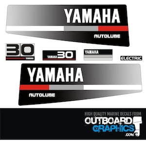 Yamaha 30hp autolube outboard engine decals/sticker kit - early 1990&#39;s + FREE SQUEEGEE
