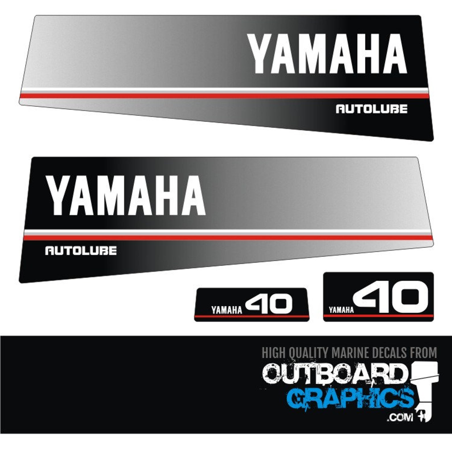 Yamaha 40hp Autolube Outboard Engine Decals/sticker Kit Etsy