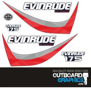Evinrude 175hp ETEC / E-TEC outboard engine decals - 2015 60º small block (blue cowl) + Free Squeegee