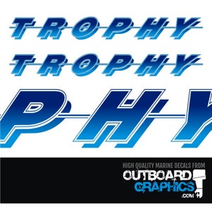 Pair of 6ft long Bayliner Trophy sticker/decals - light to dark blue fade + FREE SQUEEGEE