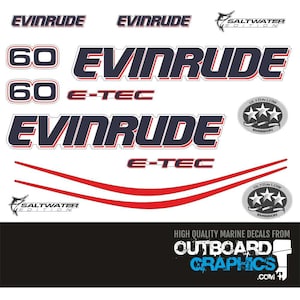 Evinrude 60hp Etec / e-tec outboard engine decals/sticker kit - WHITE cowl + Free Squeegee