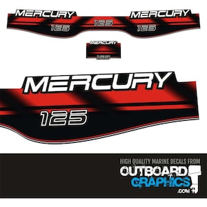 Mercury 125hp two stroke outboard decals/sticker kit + FREE SQUEEGEE - All US orders shipped Duty Paid - No extra duty to pay.