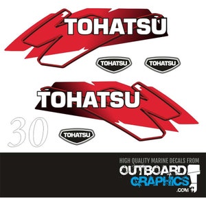 Tohatsu 30hp 2 stroke outboard engine decals/sticker kit + FREE SQUEEGEE