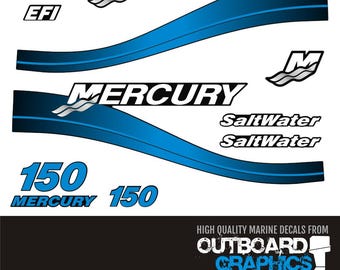 Mercury 150hp 2 stroke Saltwater series outboard decals/sticker kit