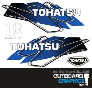 Tohatsu 18hp 4 stroke outboard engine decals/sticker kit + FREE SQUEEGEE