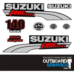Suzuki DF140 140hp (pre 2010) four stroke outboard engine decals/sticker kit + FREE SQUEEGEE