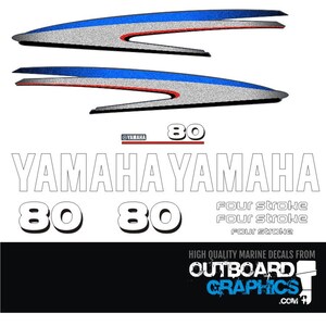 Yamaha 80hp four stroke outboard engine decals/sticker kit + FREE SQUEEGEE
