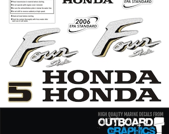 Honda 5hp 4 stroke outboard engine decals/sticker kit - Tariff free to USA