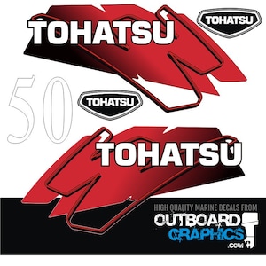 Tohatsu 50 2 stroke outboard engine decals/sticker kit + FREE SQUEEGEE
