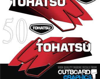 Tohatsu 50 2 stroke outboard engine decals/sticker kit   - All US orders shipped Duty Paid - No extra duty to pay.