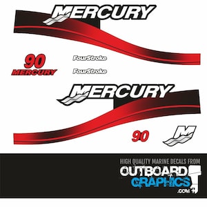 Kit adesivi/decalcomanie per fuoribordo a quattro tempi Mercury da 90 CV + TERGIPAVIMENTO GRATUITO - Tutti gli ordini negli Stati Uniti vengono spediti sdoganati - Nessun dazio aggiuntivo da pagare.